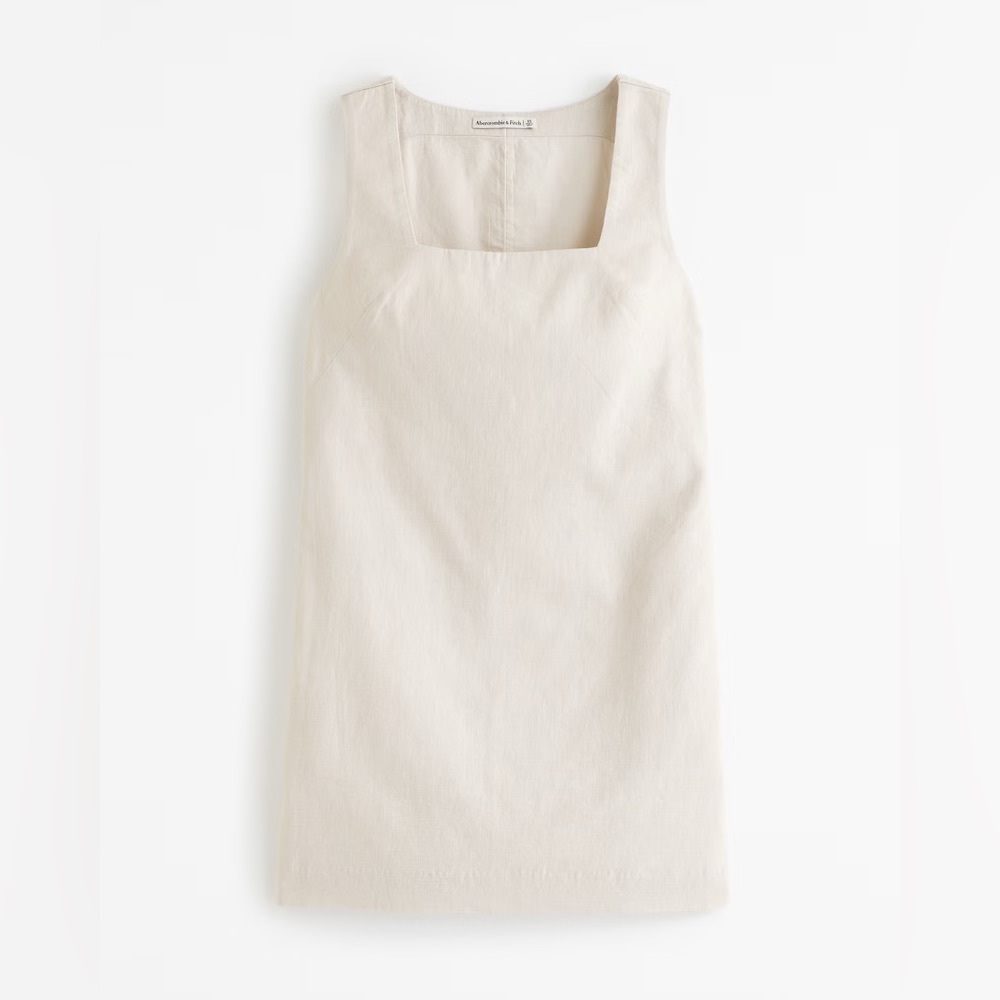 Abercrombie White Linen-Blend Shift Mini Dress | XL